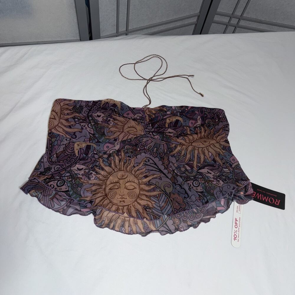 Romwe Celestial Mesh Camisole Cropped Top - Size 2XL Y2K Mystical